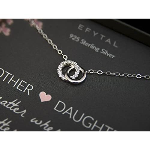 【並行輸入品】EFYTAL 母の日のプレゼント 娘へのギフト スターリングシルバー 母娘ネックレス 娘から母へのギフト 娘からの母へのギフト お_4