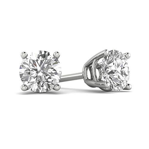 【並行輸入品】認定3/4カラット総重量ダイヤモンドスタッドイヤリング 14Kホワイトゴールド（G H、I2 I3） Certified 3/4cの画像