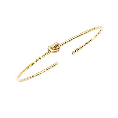 【並行輸入品】14kt イエローゴールド 5.5mm 光沢カフ ラブノット バングル ブレスレット 2.7g RCI 14kt Yellow Gの画像