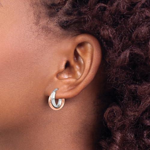 【並行輸入品】Diamond2Deal 14k Gold White Gold Rose plated Hoop Earrings Fineの画像