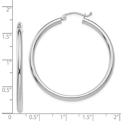 【並行輸入品】Diamond2Deal 14k White Gold Round Hoop Earrings Fine Jewelry forの画像