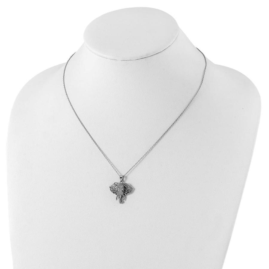 【並行輸入品】Cheryl M SS ロジウムメッキ ブラック&ホワイト キュービックジルコニア 象 18インチ ネックレス Diamond2Dの画像