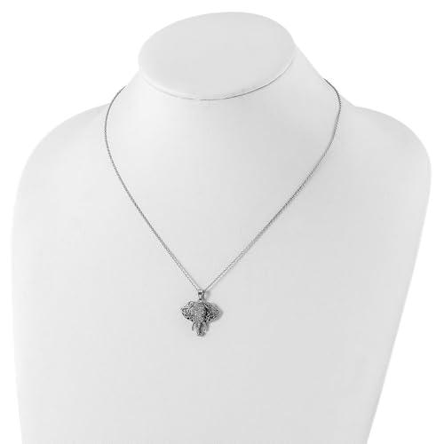 【並行輸入品】Cheryl M SS ロジウムメッキ ブラック&ホワイト キュービックジルコニア 象 18インチ ネックレス Diamond2Dの画像
