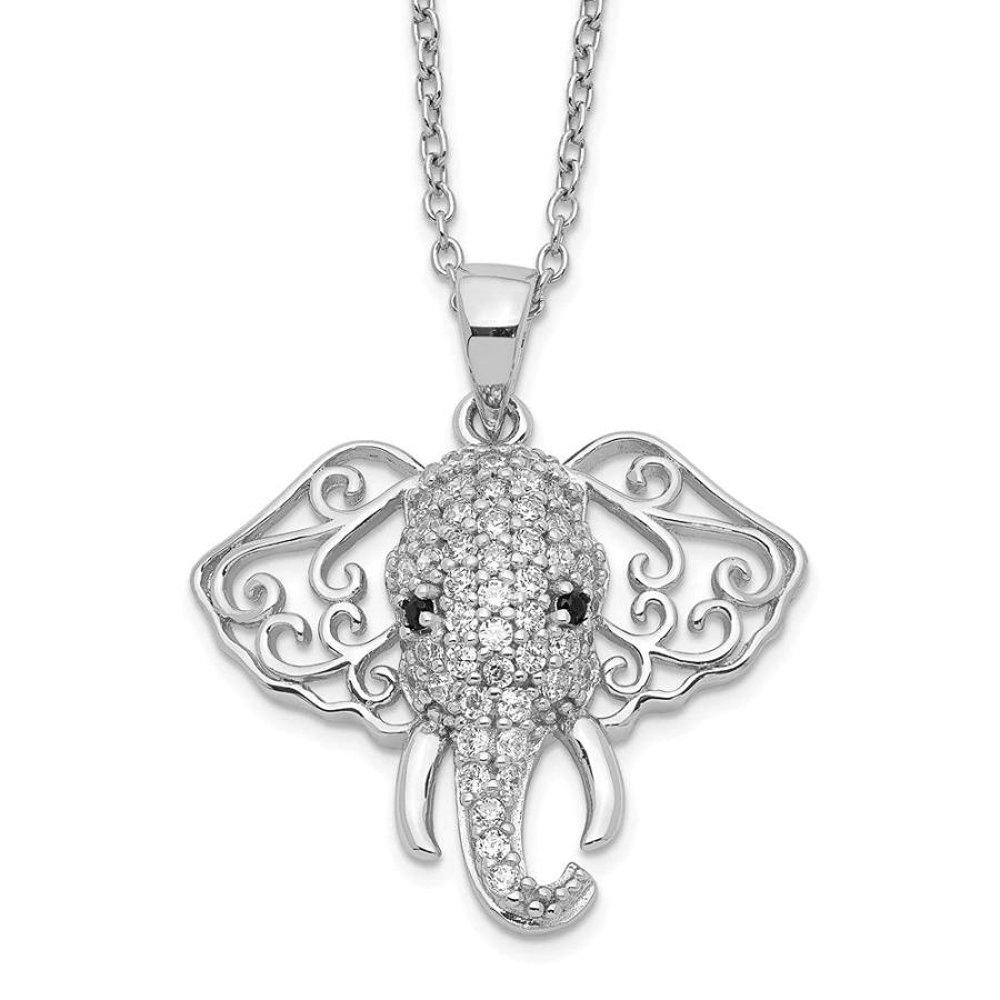 【並行輸入品】Cheryl M SS ロジウムメッキ ブラック&ホワイト キュービックジルコニア 象 18インチ ネックレス Diamond2Dの画像