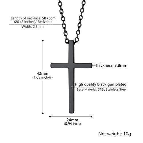 【並行輸入品】Mens Black Cross Necklace Chain Minimalist Necklaces Punk Man Wo_7
