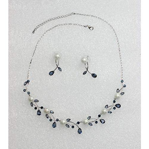 【並行輸入品】Fasip ゴージャスなキュービックジルコニアクリスタルパールフローラルネックレスイヤリングセット， キュービックジルコニア、ライ_4