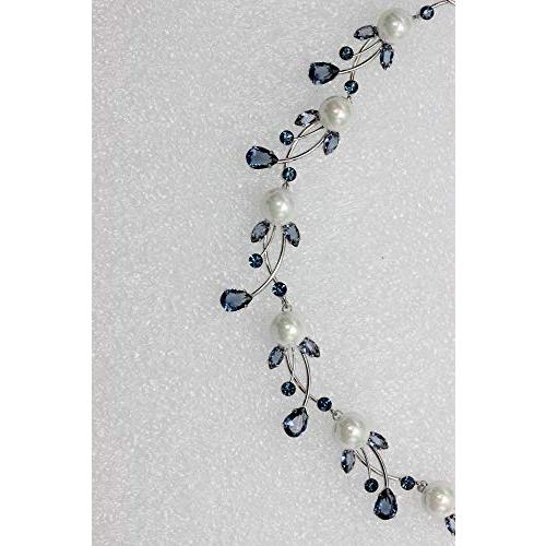【並行輸入品】Fasip ゴージャスなキュービックジルコニアクリスタルパールフローラルネックレスイヤリングセット， キュービックジルコニア、ライ_7