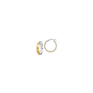 【並行輸入品】Diamond2Deal 14k White Gold Rhodium Medium and Satin Hoop Earrinの画像