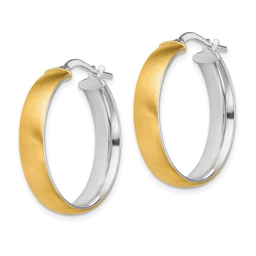 【並行輸入品】Diamond2Deal 14k White Gold Rhodium Medium and Satin Hoop Earrinの画像