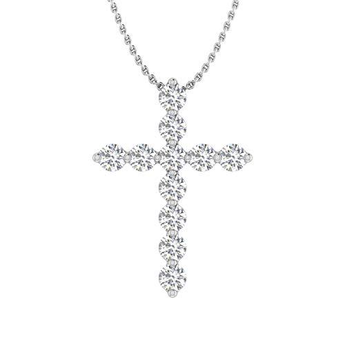 【並行輸入品】ダイヤモンドクロスペンダントネックレス 10Kゴールド(0.17カラット) (シルバーチェーン付属) IGI認証 FINERO_1