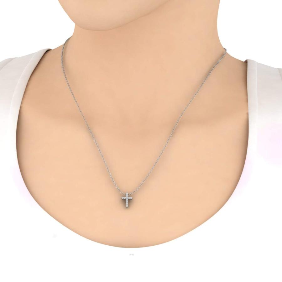 【並行輸入品】ダイヤモンドクロスペンダントネックレス 10Kゴールド(0.17カラット) (シルバーチェーン付属) IGI認証 FINERO_6