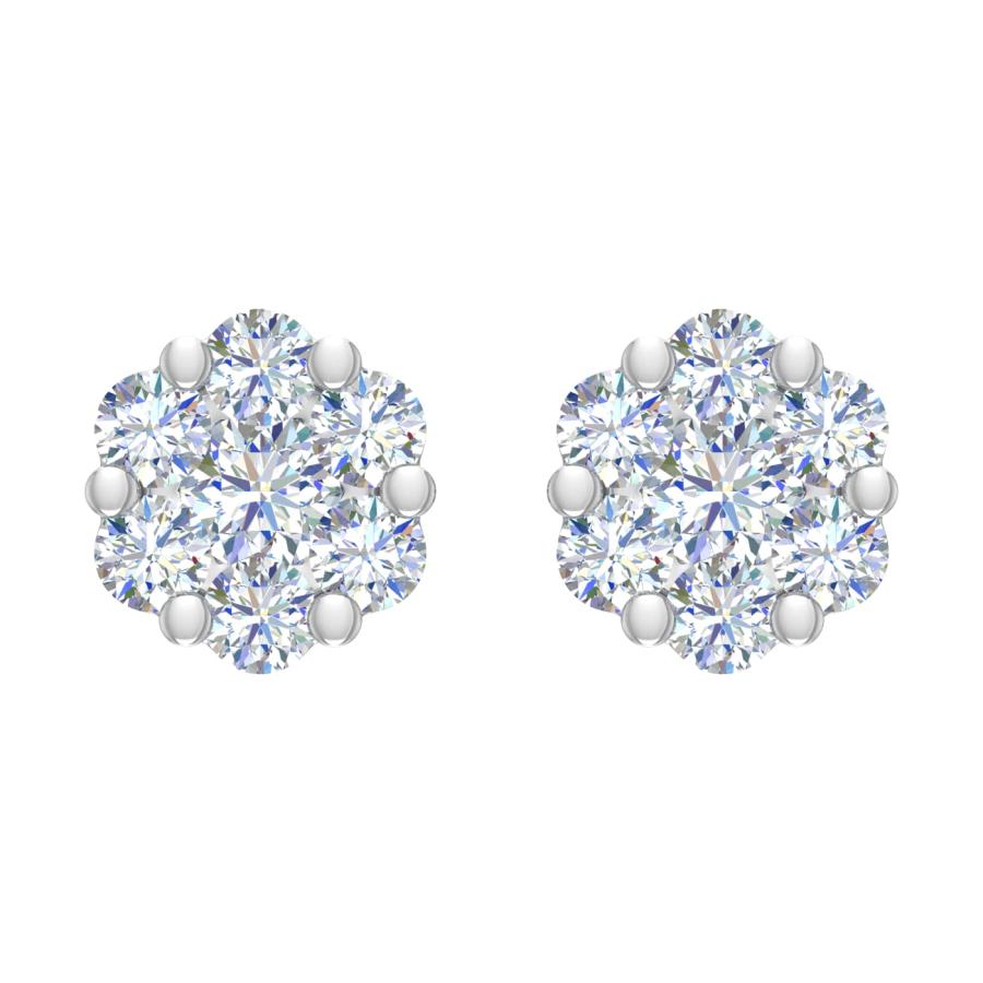 【並行輸入品】1カラット（CTW）クラスターダイヤモンドスタッドイヤリング 10Kゴールド 1 Carat (ctw) Cluster Diamの画像