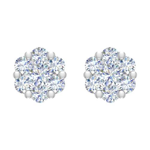 【並行輸入品】1カラット（CTW）クラスターダイヤモンドスタッドイヤリング 10Kゴールド 1 Carat (ctw) Cluster Diamの画像