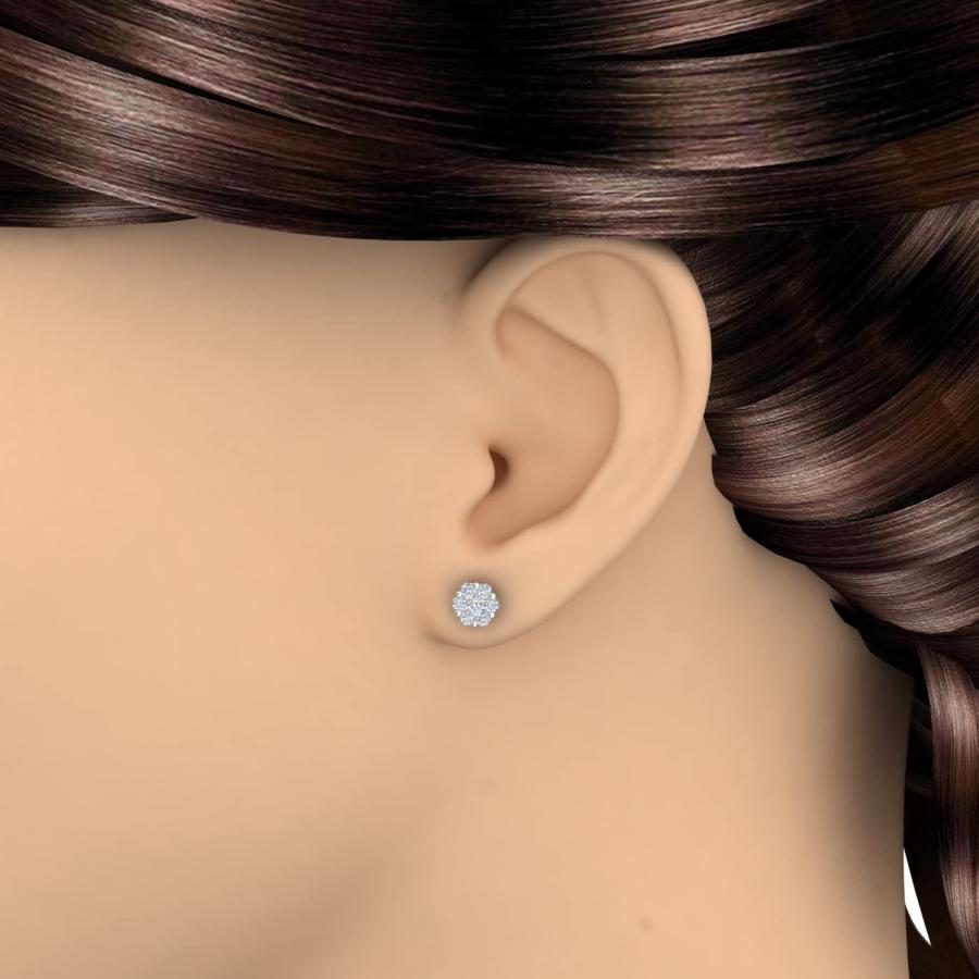 【並行輸入品】1カラット（CTW）クラスターダイヤモンドスタッドイヤリング 10Kゴールド 1 Carat (ctw) Cluster Diamの画像