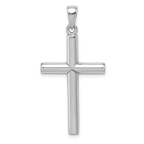 【並行輸入品】Lex & Lu 14k White Gold Polished Cross Pendant LALD1544W_1