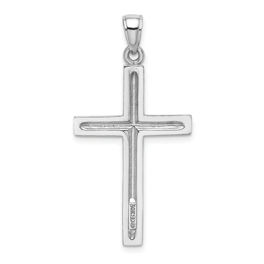 【並行輸入品】Lex & Lu 14k White Gold Polished Cross Pendant LALD1544W_6