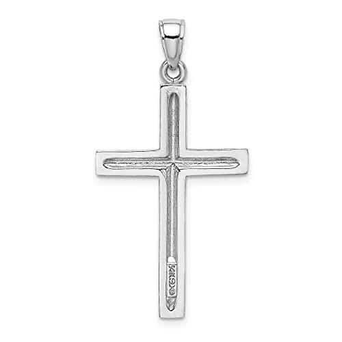 【並行輸入品】Lex & Lu 14k White Gold Polished Cross Pendant LALD1544W_7