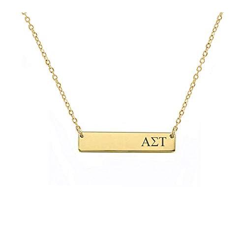 【並行輸入品】Alpha Sigma Tau ソロリティバー ネックレス ギリシャ ソロリティ文字 調節可能なチェーン付き Alpha Sigm_1