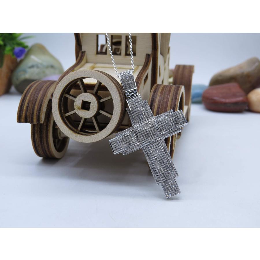 【並行輸入品】1.00カラット (ctw) ラウンドホワイトダイヤモンド メンズ ヒップホップ 宗教的クロスペンダント 1カラット スターリングの画像