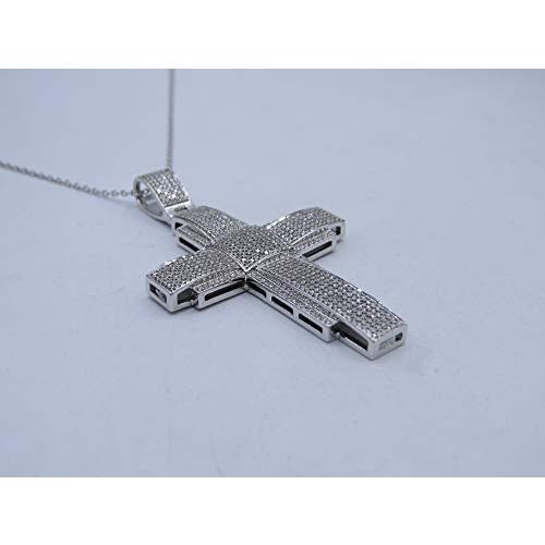 【並行輸入品】1.00カラット (ctw) ラウンドホワイトダイヤモンド メンズ ヒップホップ 宗教的クロスペンダント 1カラット スターリングの画像