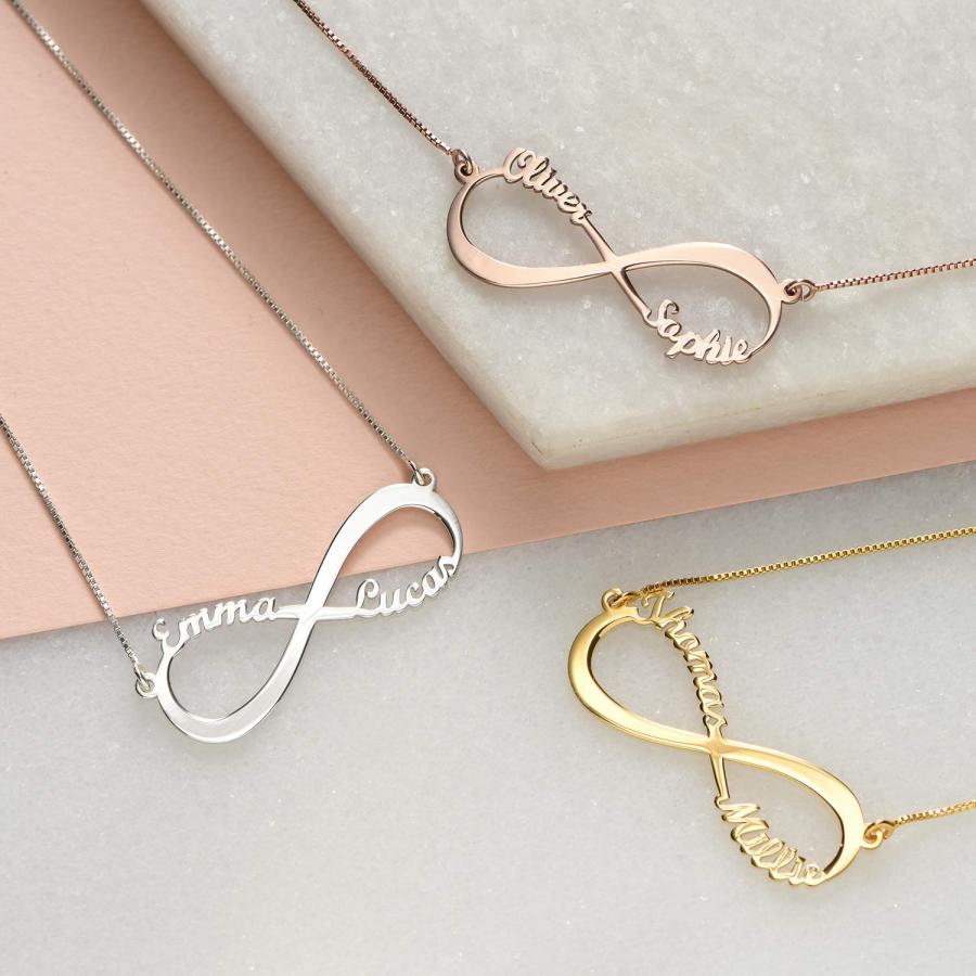 【並行輸入品】MyNameNecklace パーソナライズ インフィニティペンダント ネームネックレス Love Forever またはあなたのの画像