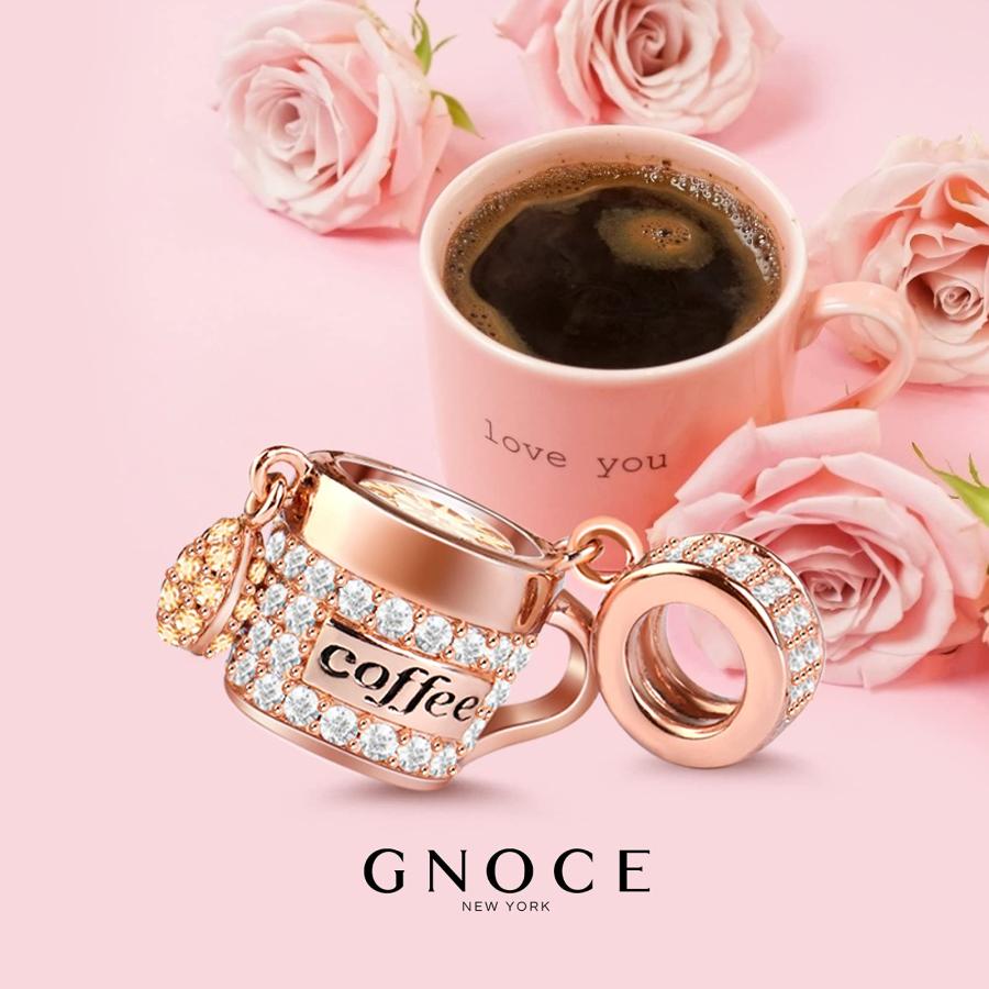 【並行輸入品】GNOCE ローズゴールドコーヒーカップチャーム ブレスレット/ネックレス用 925スターリングシルバー ペンダント ダングルチャ