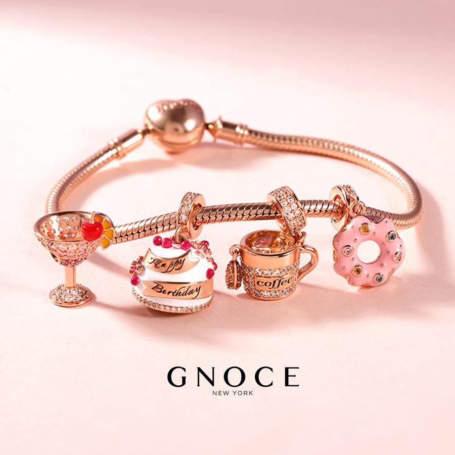 【並行輸入品】GNOCE ローズゴールドコーヒーカップチャーム ブレスレット/ネックレス用 925スターリングシルバー ペンダント ダングルチャ