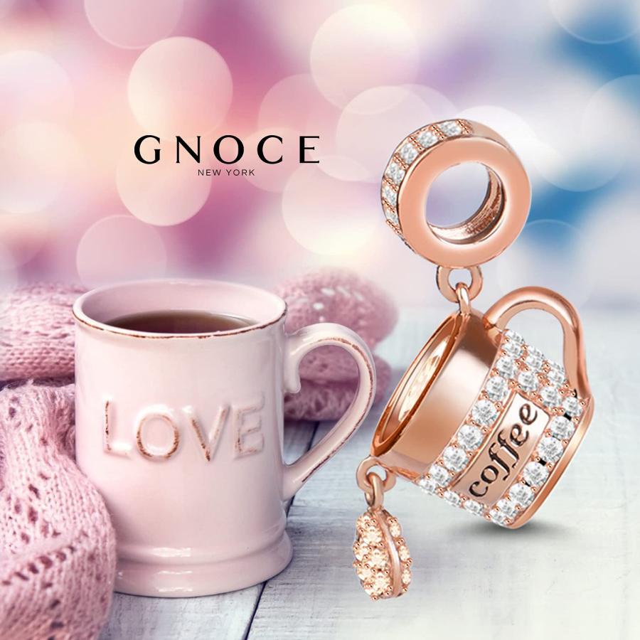 【並行輸入品】GNOCE ローズゴールドコーヒーカップチャーム ブレスレット/ネックレス用 925スターリングシルバー ペンダント ダングルチャ