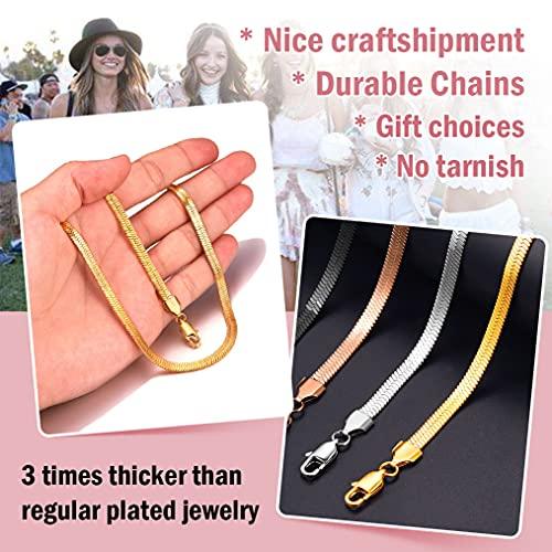 【並行輸入品】ChainsPro フラット スネーク カルビス チョーカーチェーン デリケート シンプル 優美 ジュエリー 耐久性のある留め金_9