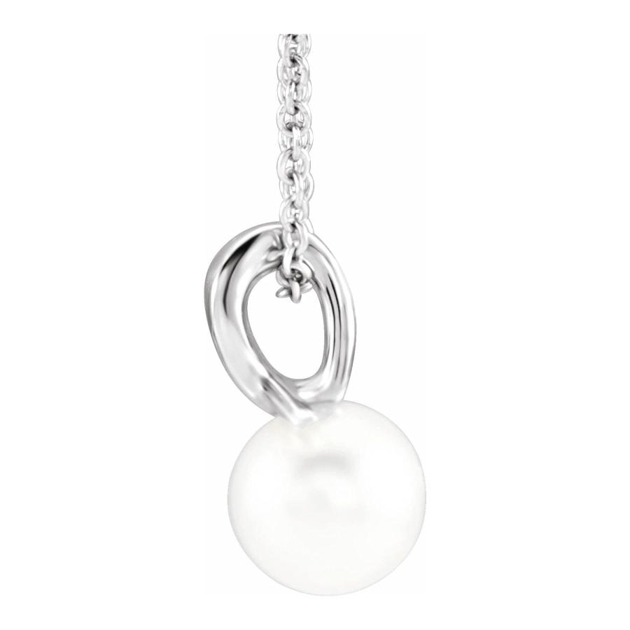 【並行輸入品】Diamond2Deal 14K White Gold Freshwater Cultured Pearl Bypass Penの画像
