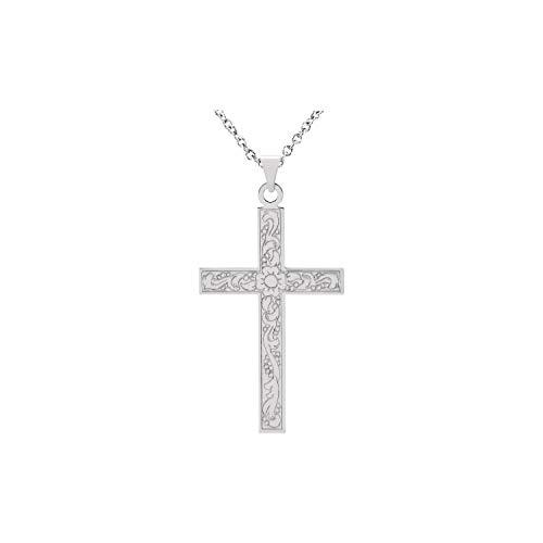 【並行輸入品】Diamond2Deal 14K White 18" Cross Necklace for Womenの画像