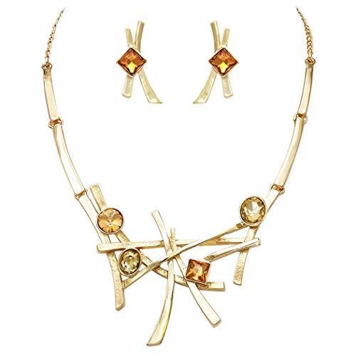 【並行輸入品】Rosemarie & Jubalee レディース コンテンポラリー 光沢 マットメタル ガラスクリスタル 幾何学模様 ビブネック_1