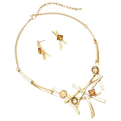 【並行輸入品】Rosemarie & Jubalee レディース コンテンポラリー 光沢 マットメタル ガラスクリスタル 幾何学模様 ビブネック_4