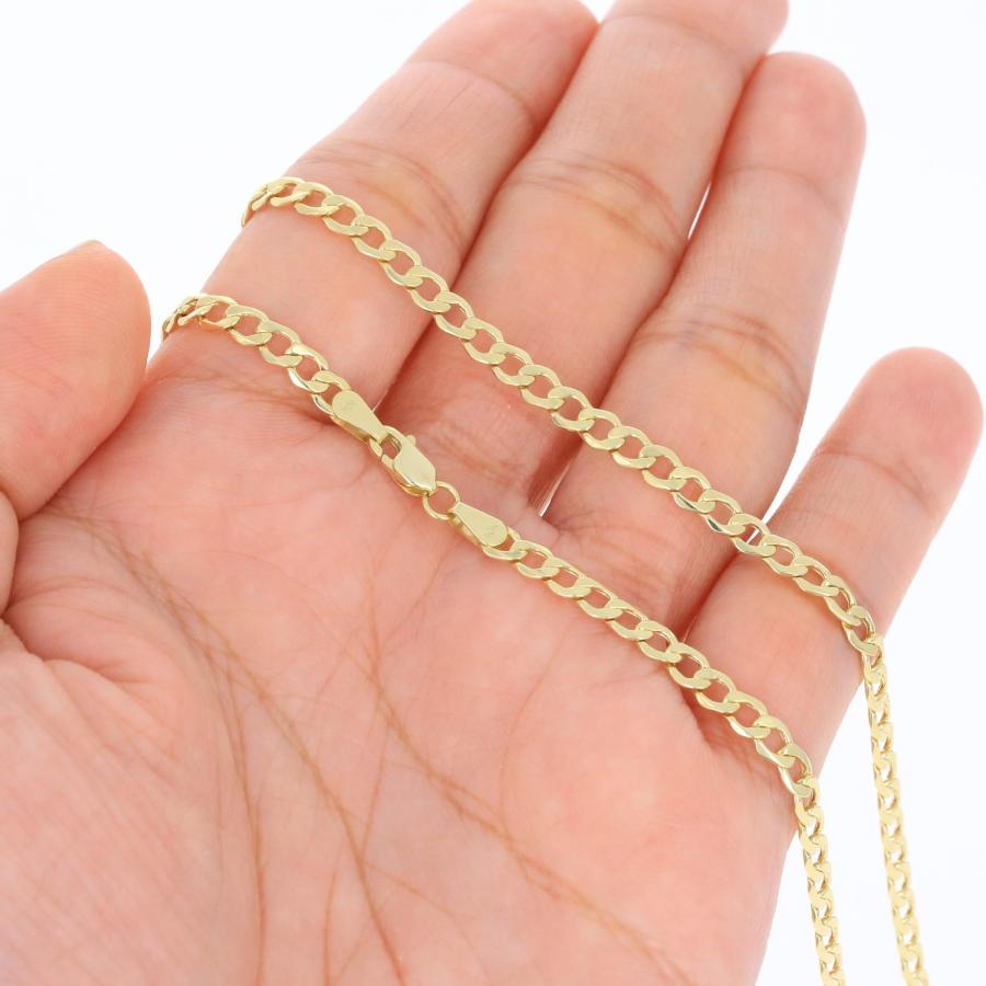 【並行輸入品】Nuragold 10K イエローゴールド 3.5mm キューバカーブリンクチェーンペンダントネックレス メンズ レディース ジュの画像