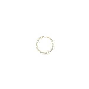 【並行輸入品】Nuragold 10K イエローゴールド 5.5mm フィガロチェーンリンク ダイヤモンドカット パヴェ ツートンカラー ブレスの画像
