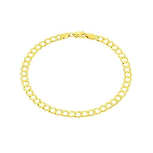 【並行輸入品】Nuragold 10Kイエローゴールド 5mm ソリッドキューバンカーブリンクチェーンブレスレット メンズ レディース ロブスタの画像