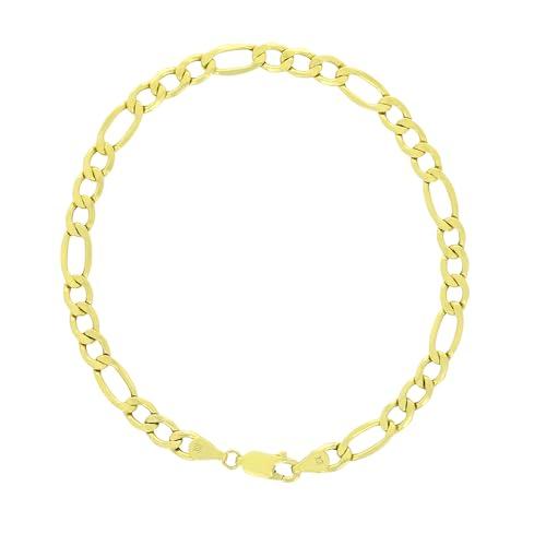 【並行輸入品】Nuragold 10K イエローゴールド 5.5mm フィガロチェーンリンクブレスレット メンズ レディース ジュエリー ロブスの画像
