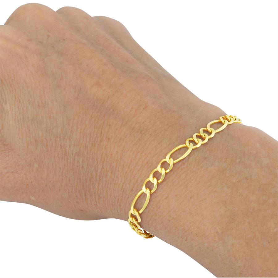 【並行輸入品】Nuragold 10K イエローゴールド 5.5mm フィガロチェーンリンクブレスレット メンズ レディース ジュエリー ロブスの画像