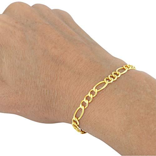 【並行輸入品】Nuragold 10K イエローゴールド 5.5mm フィガロチェーンリンクブレスレット メンズ レディース ジュエリー ロブスの画像
