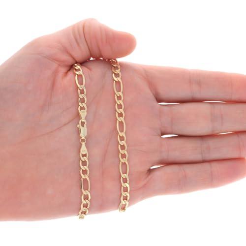 【並行輸入品】Nuragold 10K イエローゴールド 5.5mm フィガロチェーンリンクブレスレット メンズ レディース ジュエリー ロブスの画像