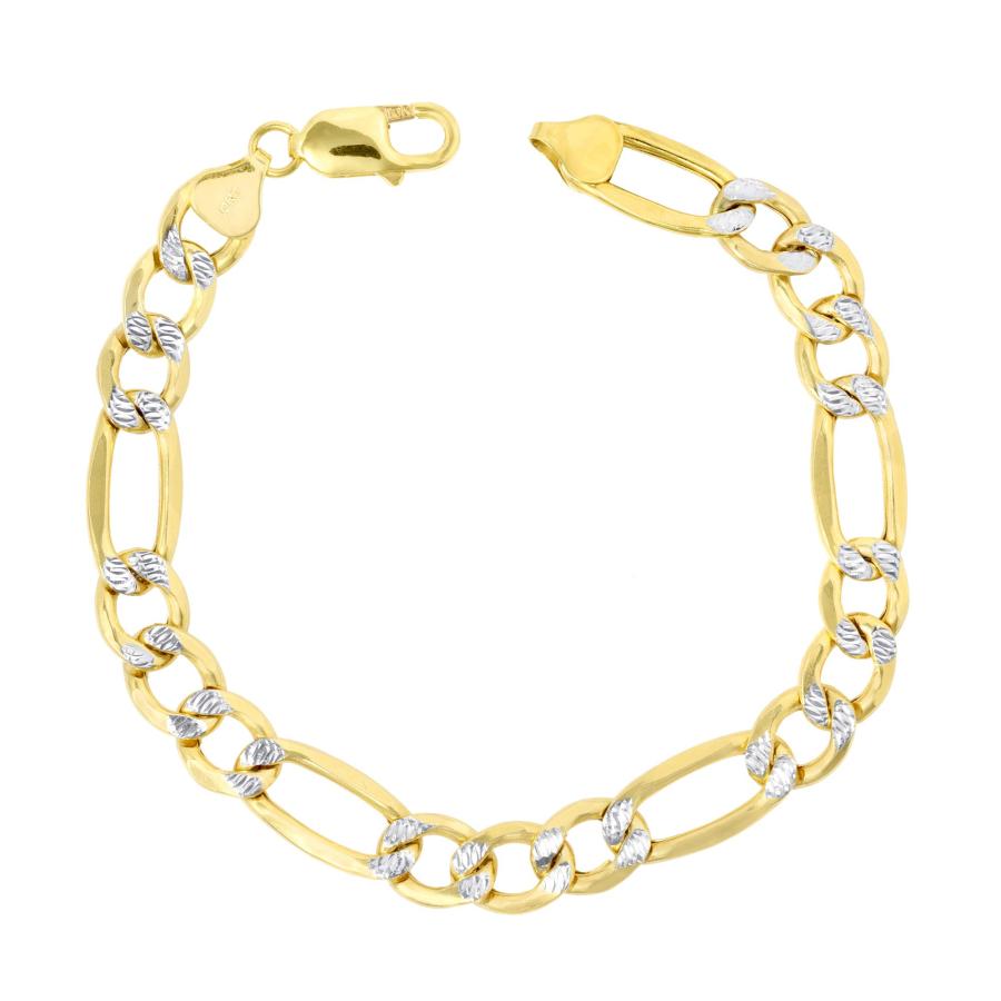 Nuragold 10K イエローゴールド ソリッド 10mm フィガロチェーンリンク 