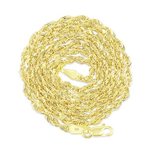 【並行輸入品】Nuragold 10K イエローゴールド 2.5mm ダイヤモンドカット ロープチェーン ペンダントネックレス メンズ レディーの画像