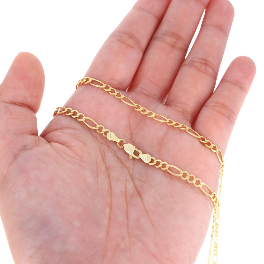 【並行輸入品】Nuragold 10Kイエローゴールド 3.5mm ソリッドフィガロチェーンリンクブレスレット レディース メンズ ジュエリーの画像