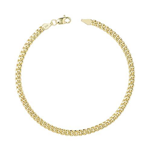 【並行輸入品】Nuragold 10K イエローゴールド 4mm マイアミキューバリンクチェーンブレスレット メンズ レディース ジュエリー 7の画像