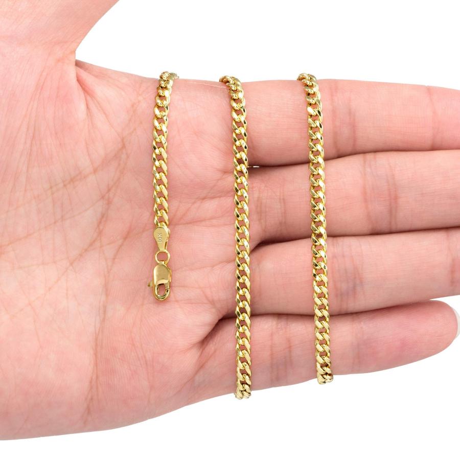 【並行輸入品】Nuragold 10K イエローゴールド 4mm マイアミキューバリンクチェーンブレスレット メンズ レディース ジュエリー 7の画像