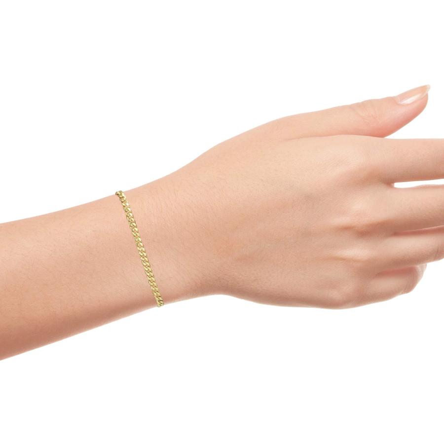 【並行輸入品】Nuragold 10K イエローゴールド 4mm マイアミキューバリンクチェーンブレスレット メンズ レディース ジュエリー 7の画像