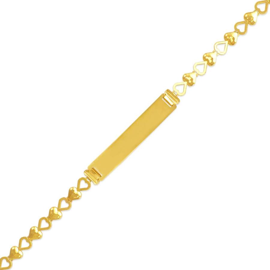 【並行輸入品】IDブレスレット   彼女と彼へのユニークなジュエリーギフト   イエローハートデザイン 14k ゴールドバーブレスレット   カの画像