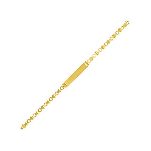 【並行輸入品】IDブレスレット   彼女と彼へのユニークなジュエリーギフト   イエローハートデザイン 14k ゴールドバーブレスレット   カの画像