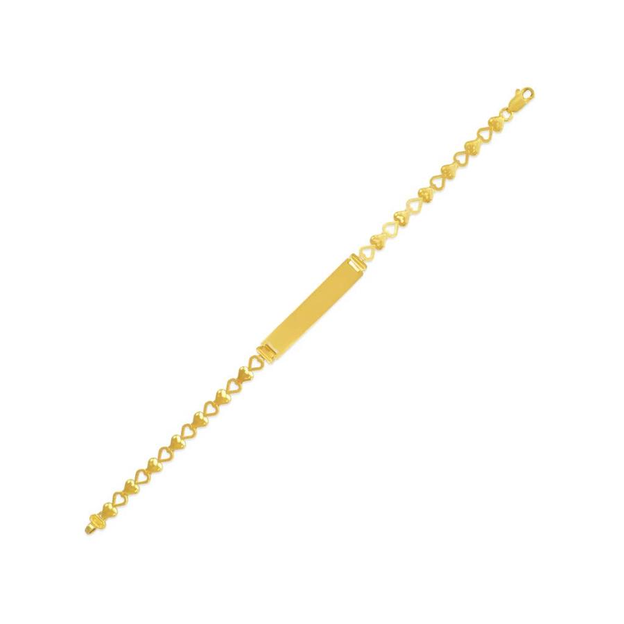 【並行輸入品】IDブレスレット   彼女と彼へのユニークなジュエリーギフト   イエローハートデザイン 14k ゴールドバーブレスレット   カの画像