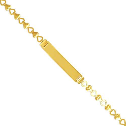 【並行輸入品】IDブレスレット   彼女と彼へのユニークなジュエリーギフト   イエローハートデザイン 14k ゴールドバーブレスレット   カの画像
